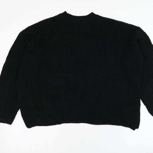 New Look Womens Black Round Neck  Acrylic Pullover Jumper Size S