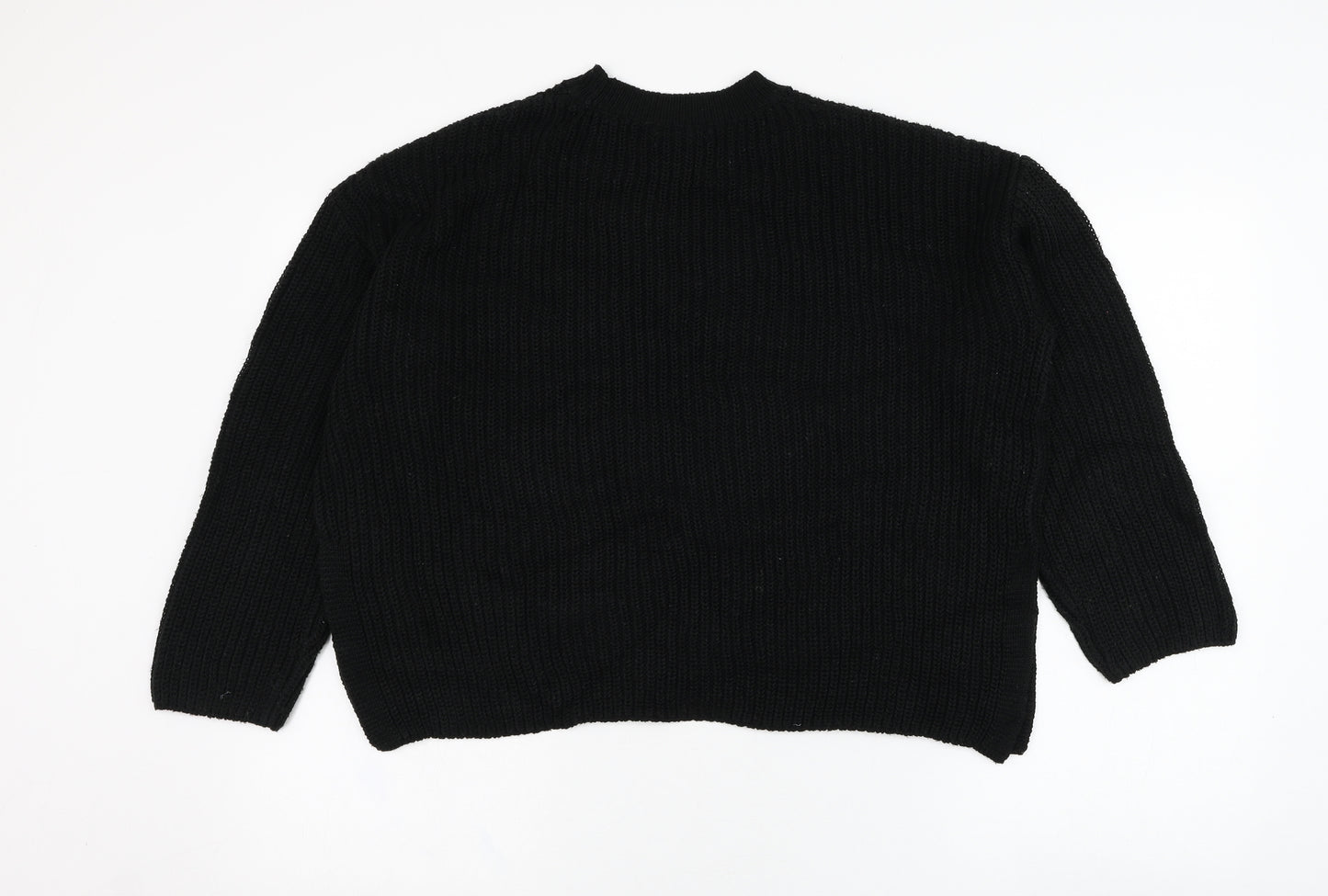 New Look Womens Black Round Neck  Acrylic Pullover Jumper Size S