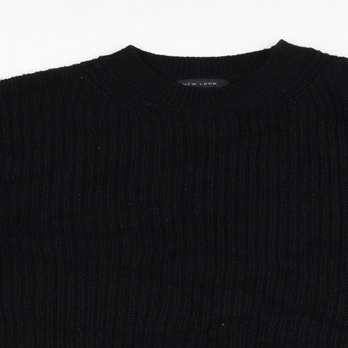 New Look Womens Black Round Neck  Acrylic Pullover Jumper Size S