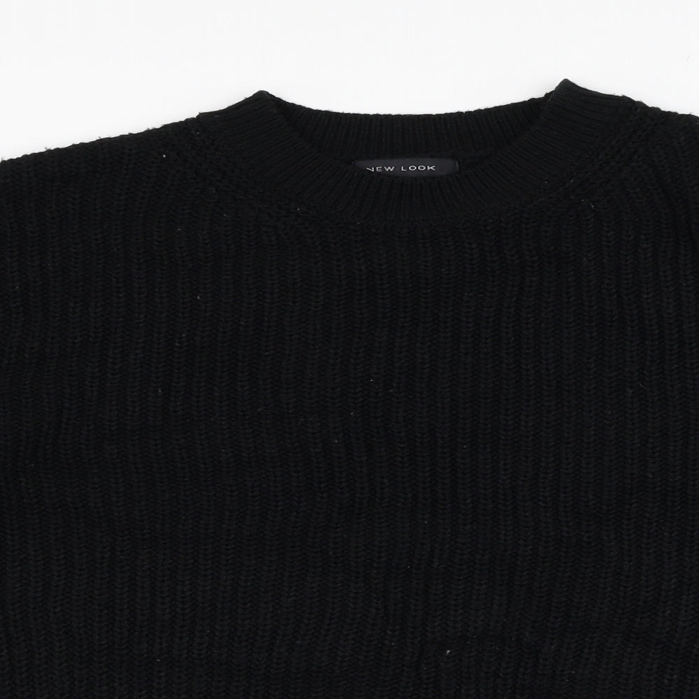 New Look Womens Black Round Neck  Acrylic Pullover Jumper Size S