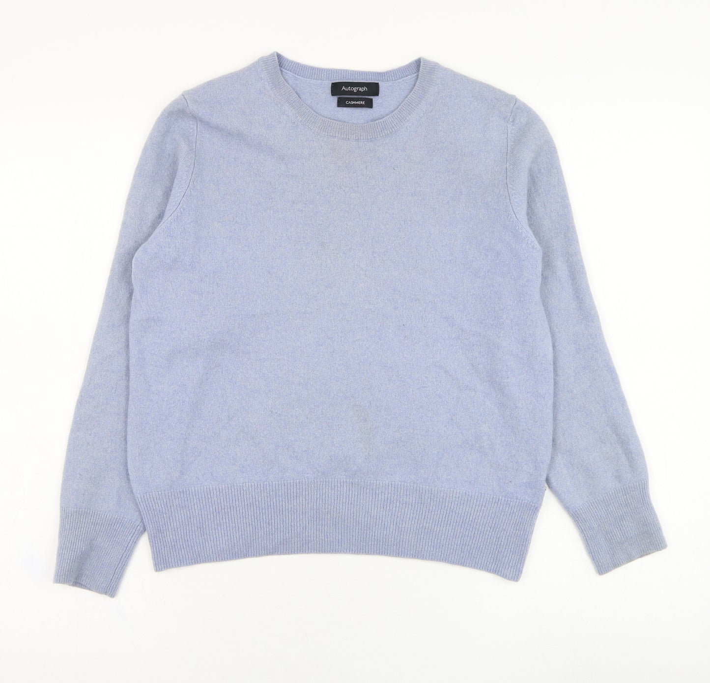 Marks and Spencer Womens Blue Round Neck  Cashmere Pullover Jumper Size 12