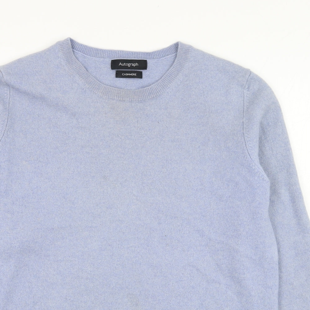 Marks and Spencer Womens Blue Round Neck  Cashmere Pullover Jumper Size 12
