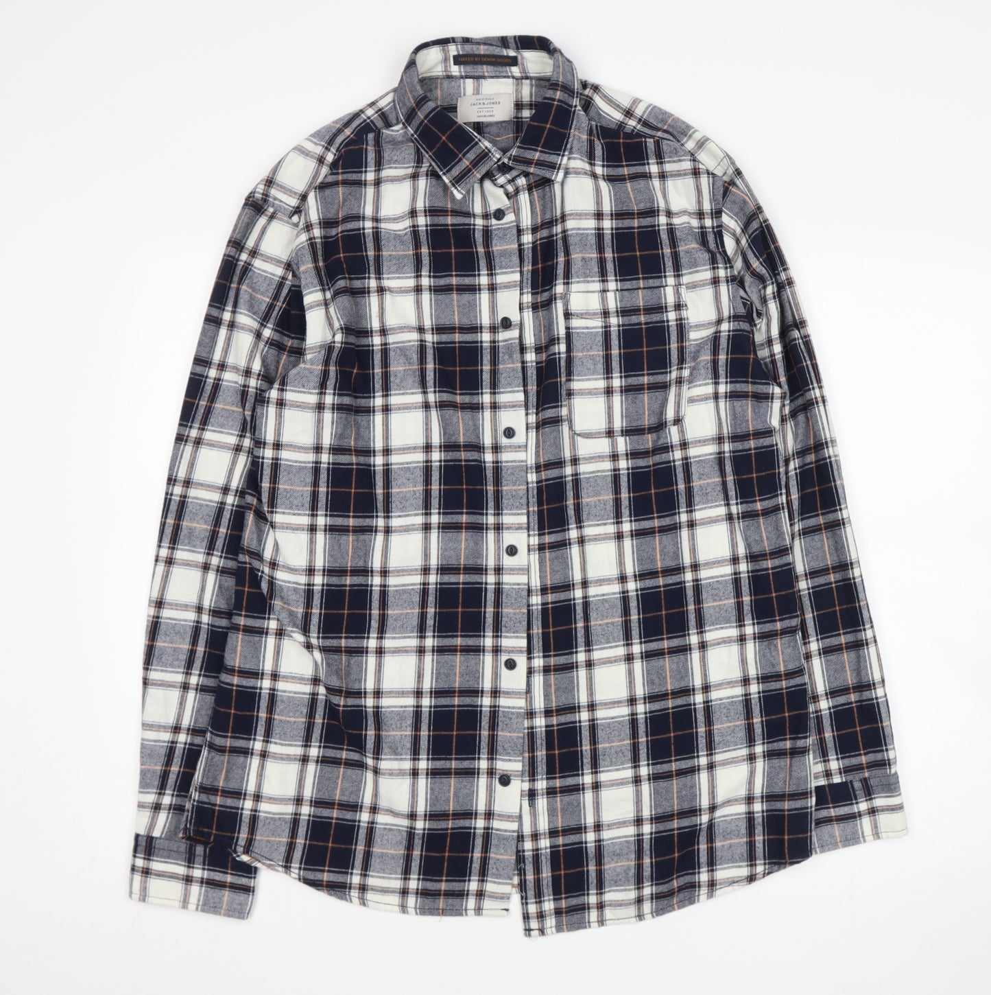 JACK & JONES Mens Multicoloured Check Polyester  Button-Up Size M Collared