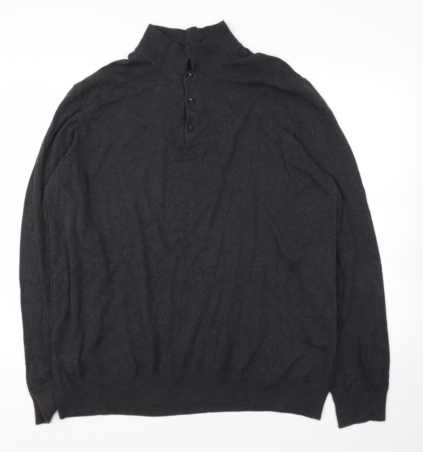 Very Mens Black  Cotton Blend  Button-Up Size XL Henley