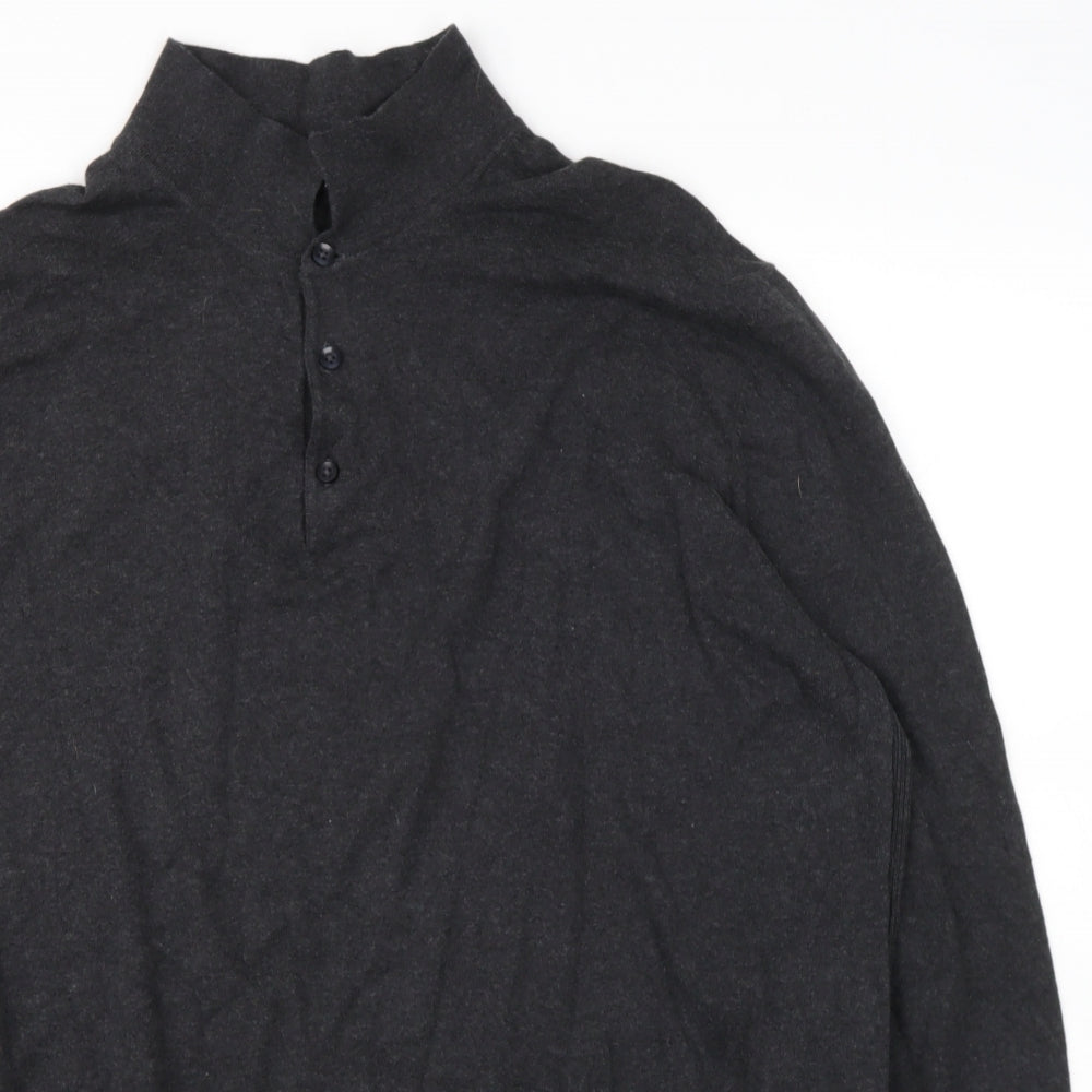 Very Mens Black  Cotton Blend  Button-Up Size XL Henley
