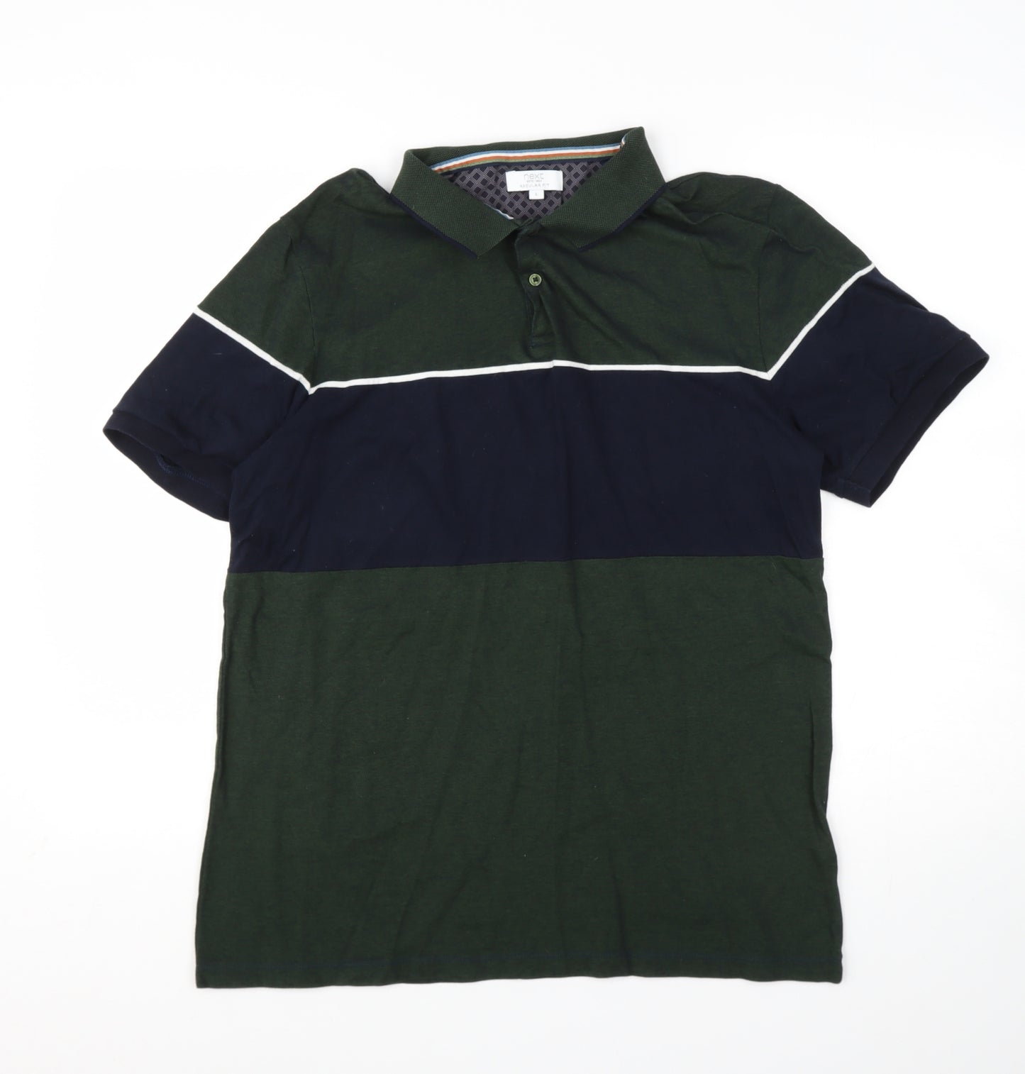 NEXT Mens Green  Cotton  Polo Size L Henley