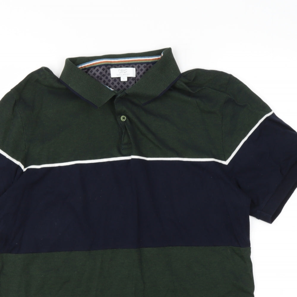 NEXT Mens Green  Cotton  Polo Size L Henley