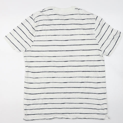 Primark Womens Beige Striped Cotton Basic T-Shirt Size 20 Round Neck