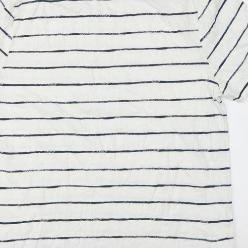 Primark Womens Beige Striped Cotton Basic T-Shirt Size 20 Round Neck