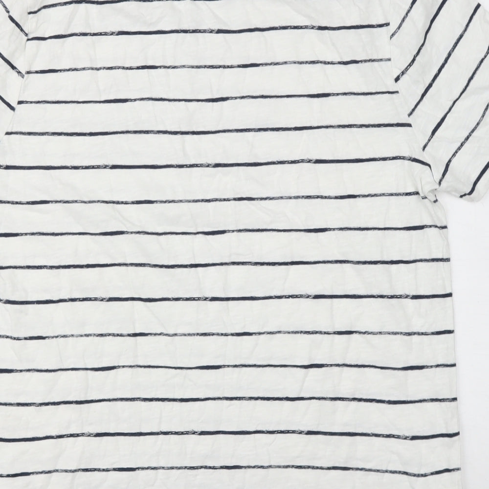 Primark Womens Beige Striped Cotton Basic T-Shirt Size 20 Round Neck