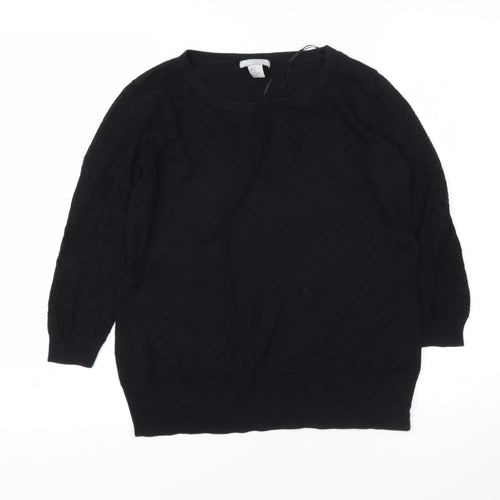 H&M Womens Black Roll Neck  Cotton Pullover Jumper Size M