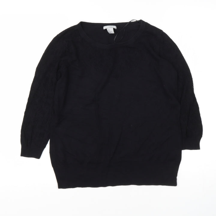 H&M Womens Black Roll Neck  Cotton Pullover Jumper Size M