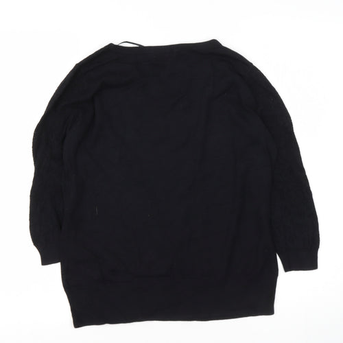 H&M Womens Black Roll Neck  Cotton Pullover Jumper Size M