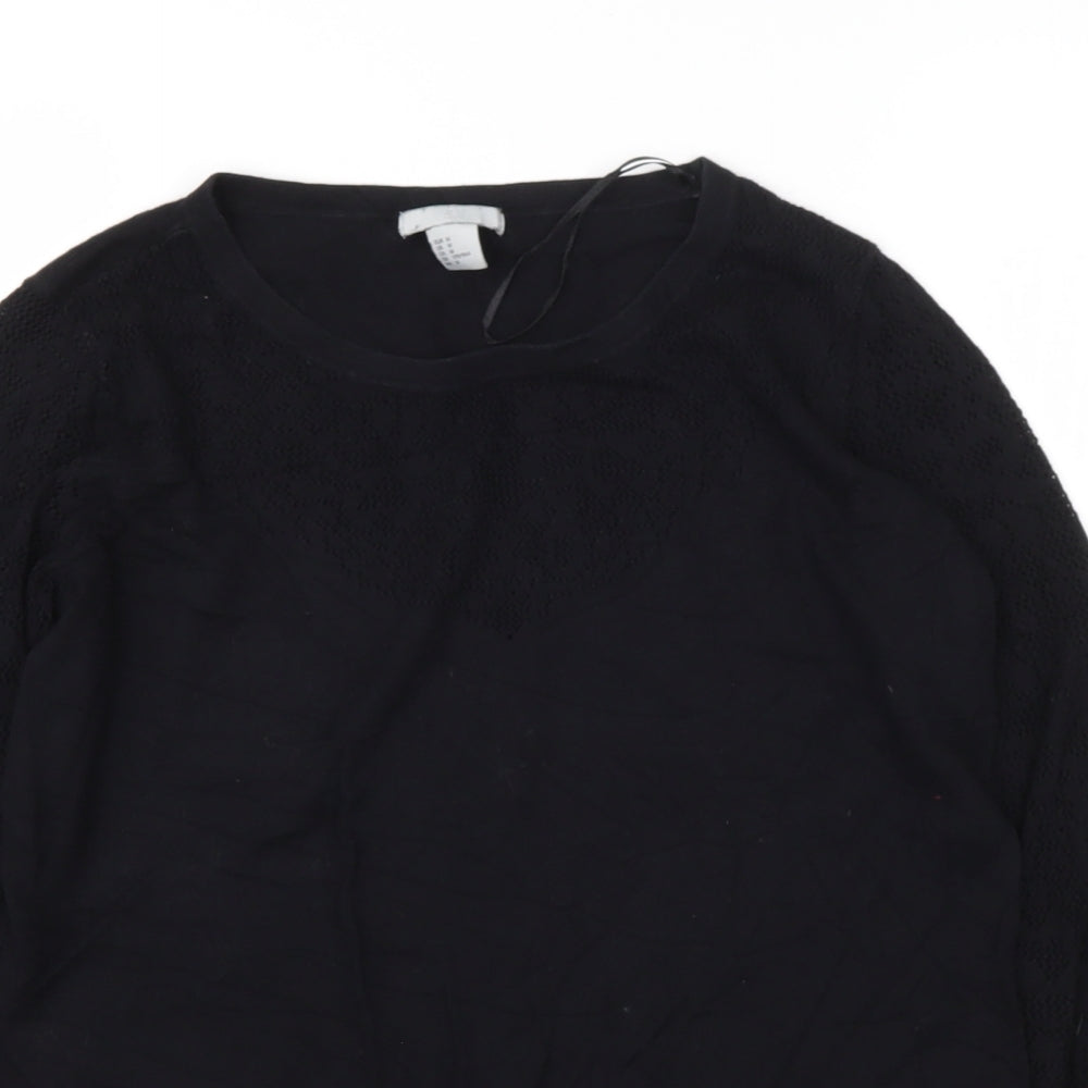H&M Womens Black Roll Neck  Cotton Pullover Jumper Size M