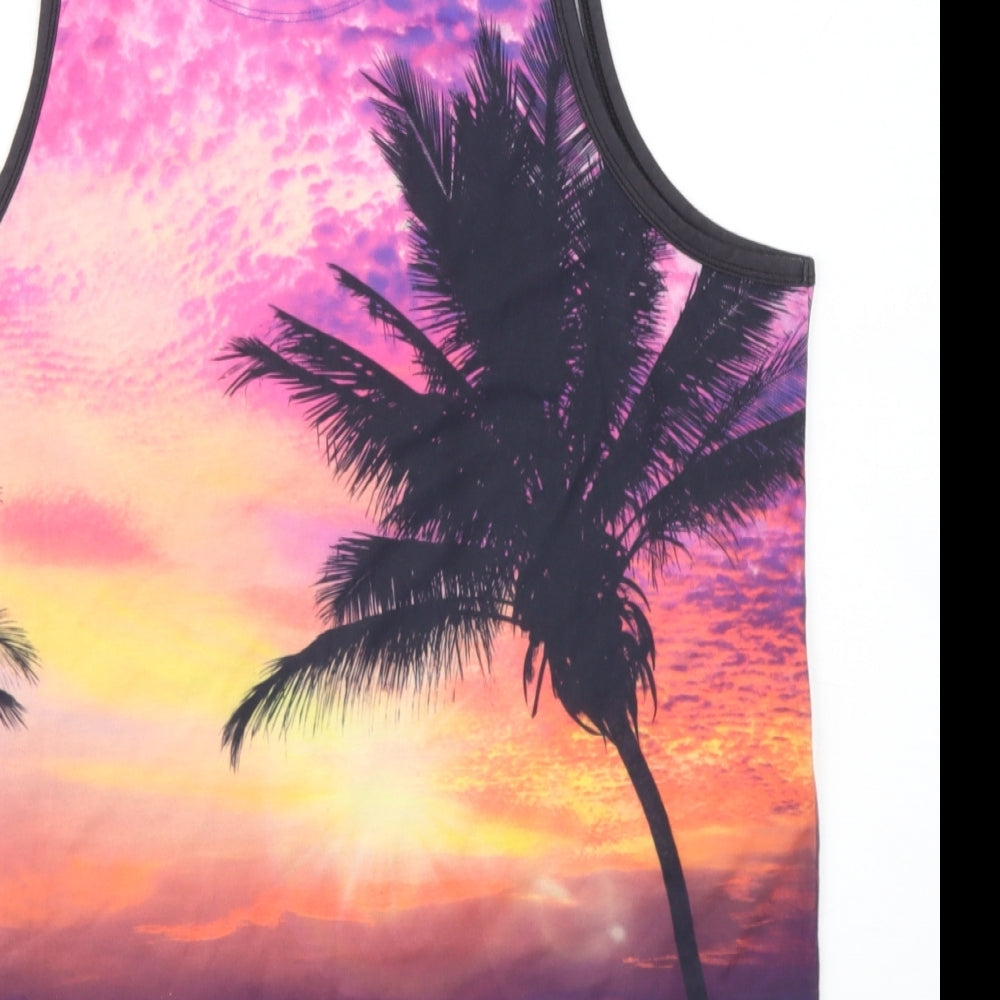 Easy Mens Purple  Polyester  T-Shirt Size L Round Neck