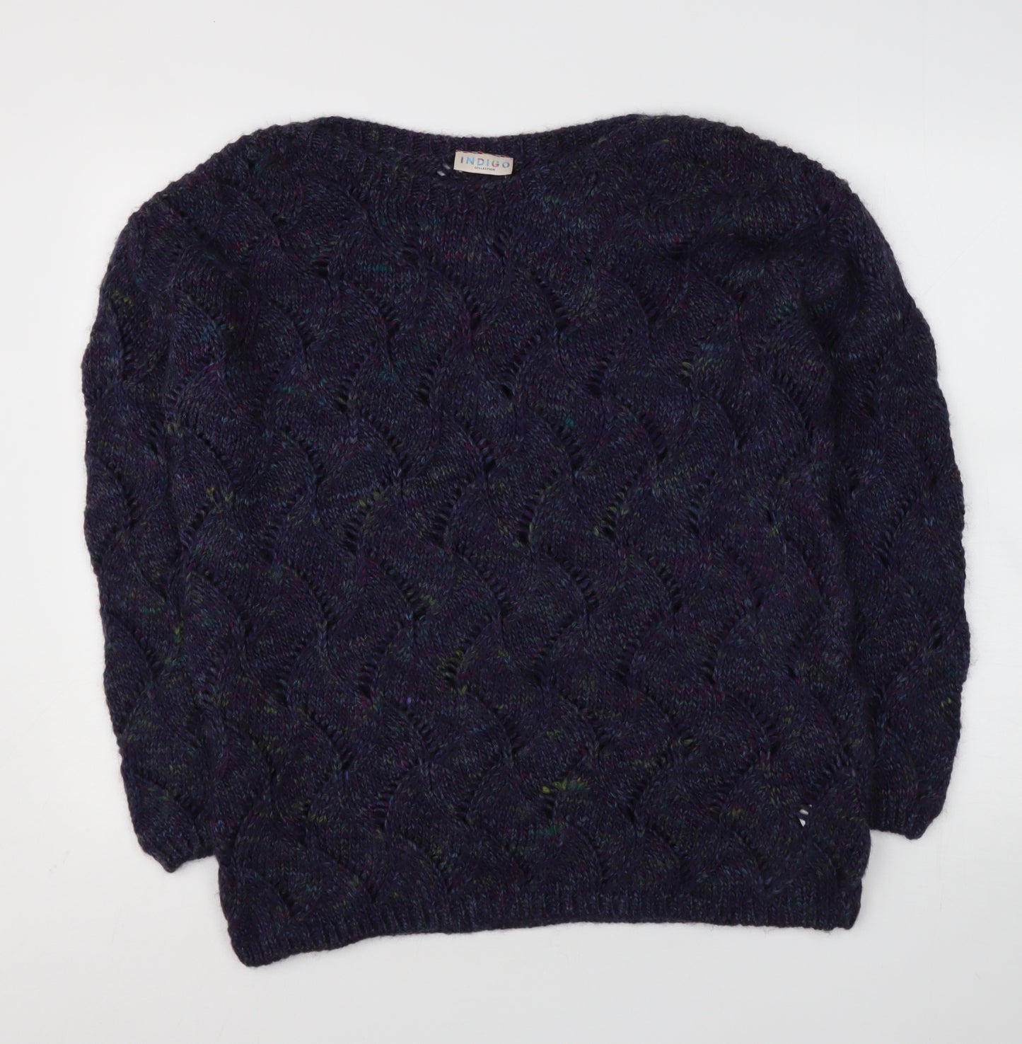 Marks and Spencer Womens Blue Round Neck  Acrylic Pullover Jumper Size 16