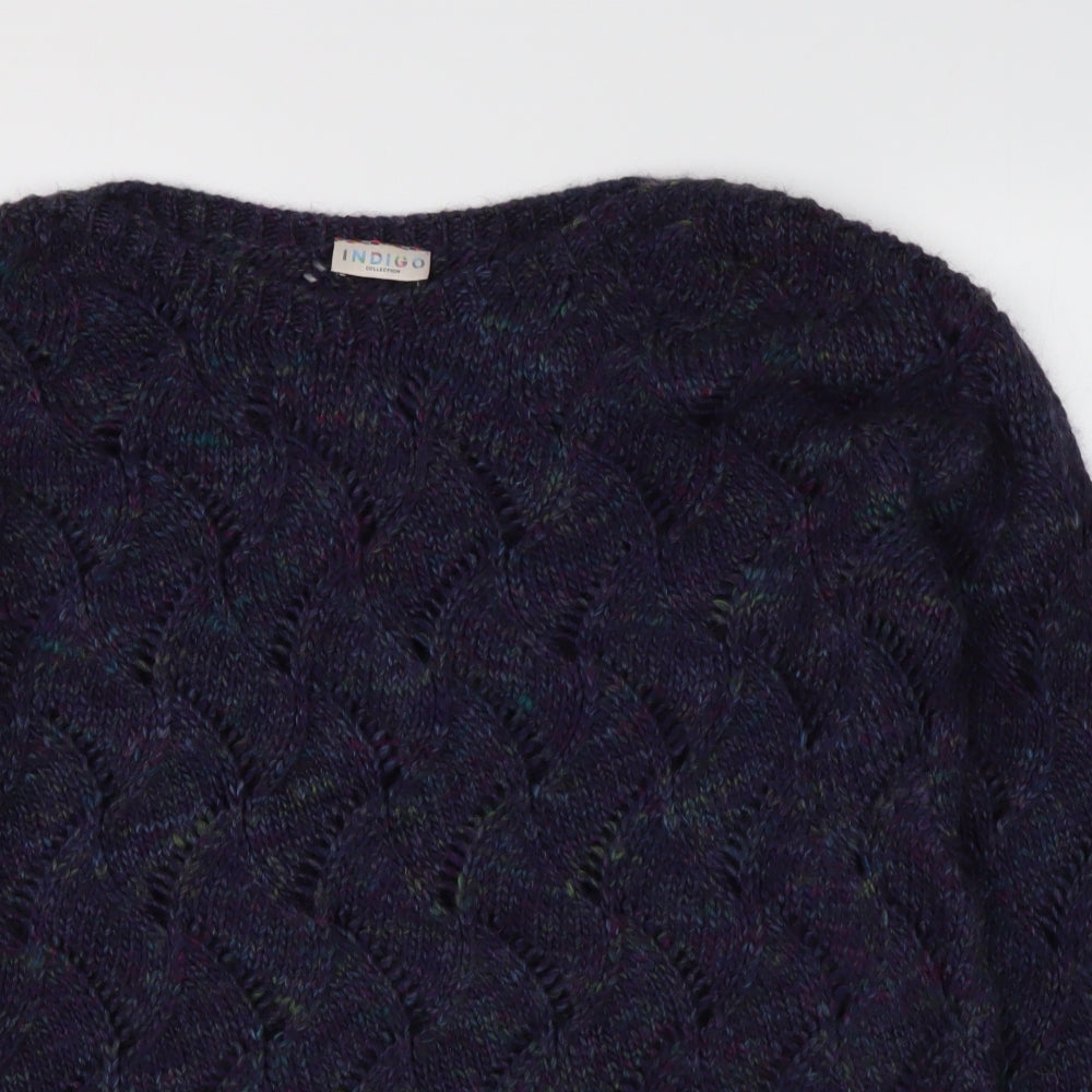 Marks and Spencer Womens Blue Round Neck  Acrylic Pullover Jumper Size 16