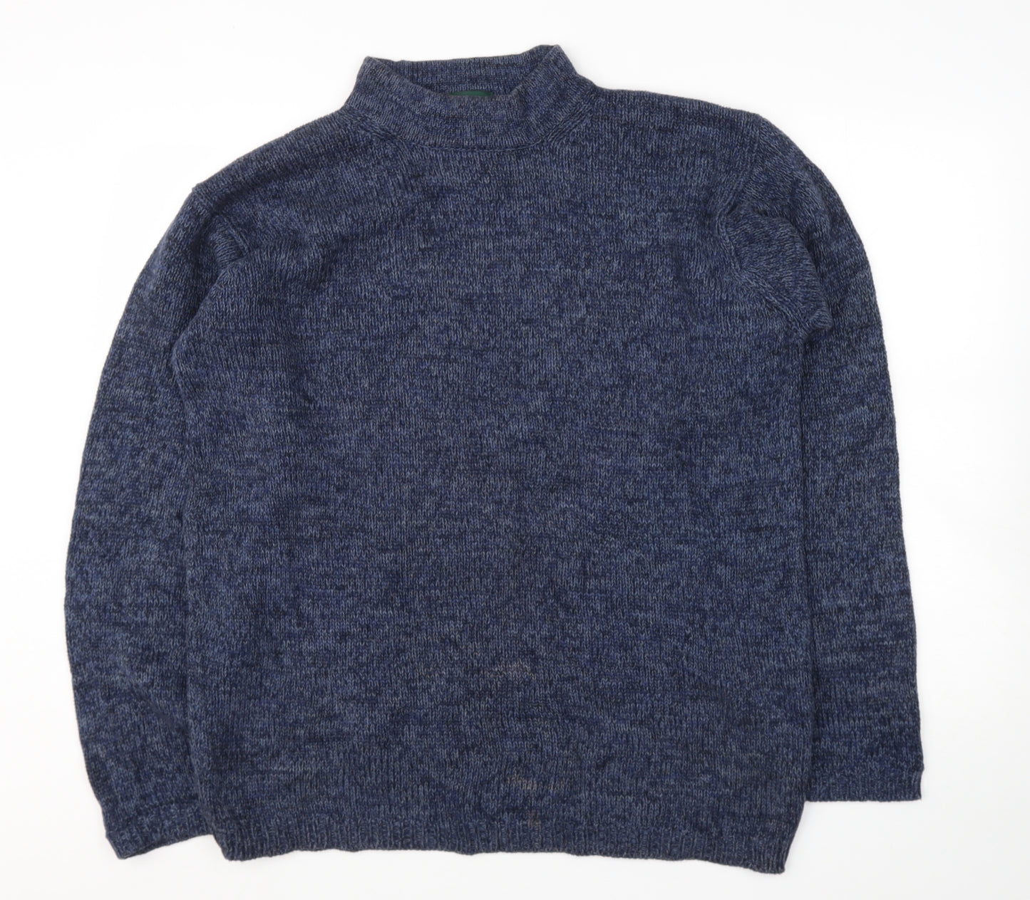 Hawkshead Mens Blue High Neck  Cotton Pullover Jumper Size L
