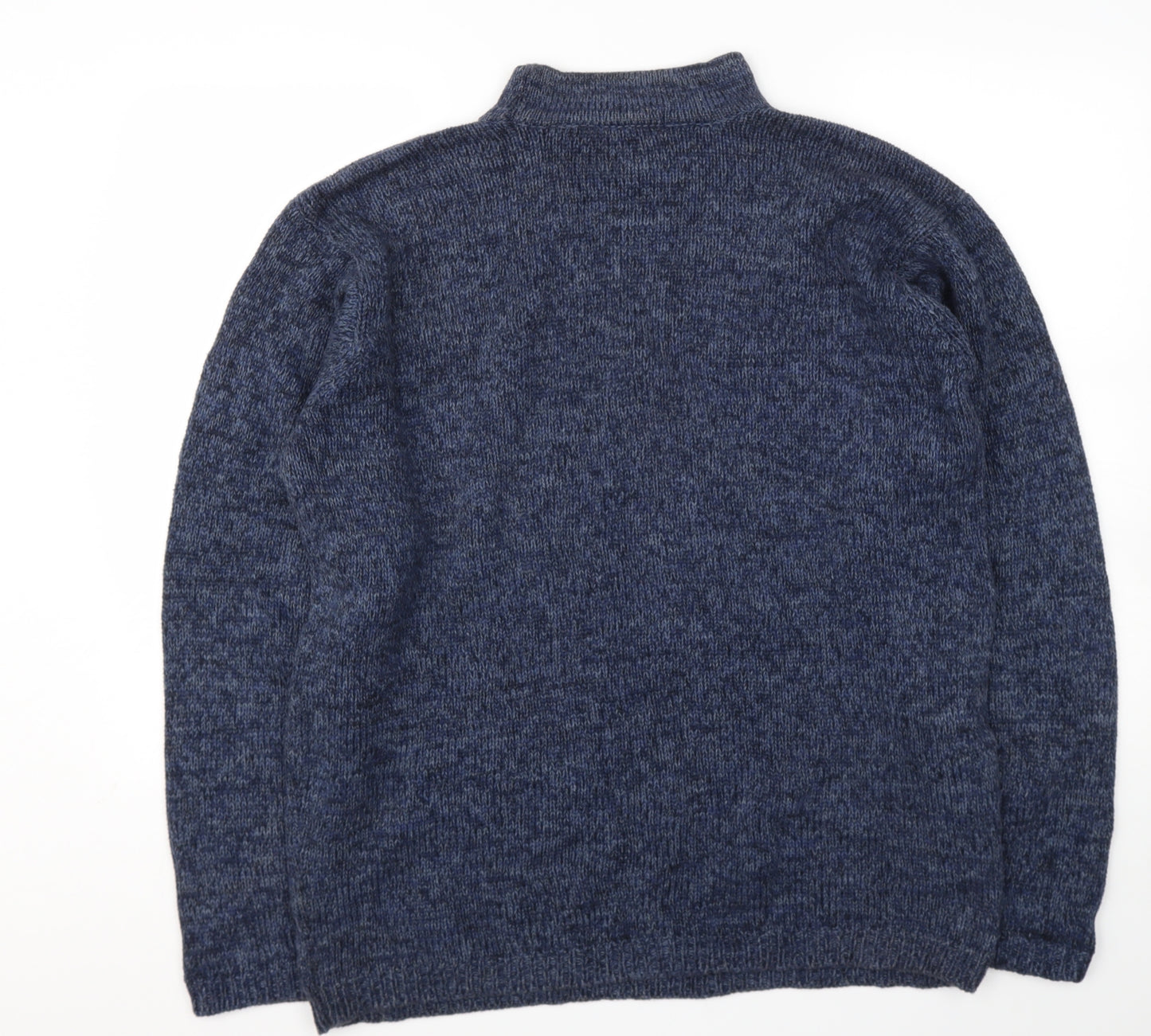 Hawkshead Mens Blue High Neck  Cotton Pullover Jumper Size L