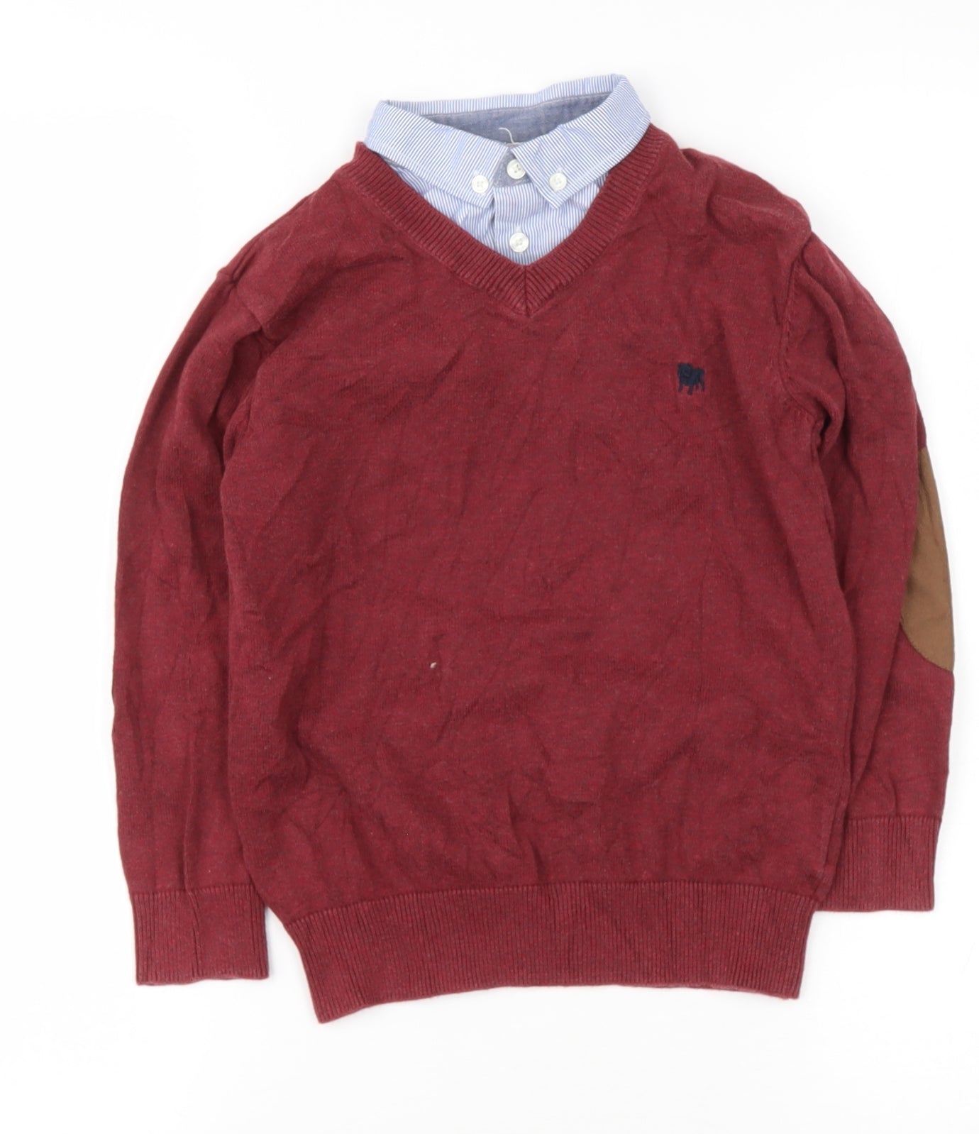 JJ Jeans Boys Purple Collared  Cotton Pullover Jumper Size 6-7 Years