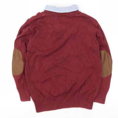 JJ Jeans Boys Purple Collared  Cotton Pullover Jumper Size 6-7 Years