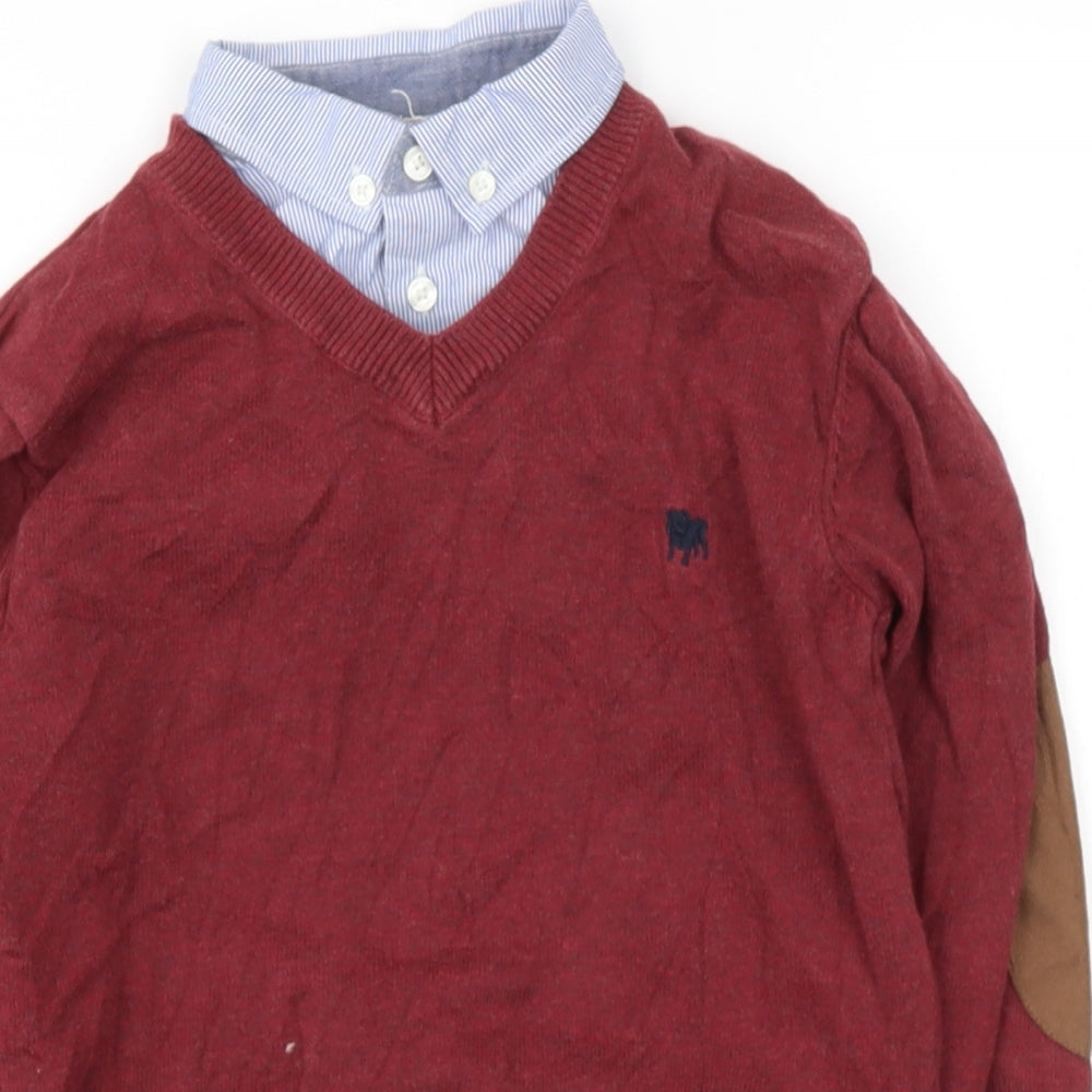 JJ Jeans Boys Purple Collared  Cotton Pullover Jumper Size 6-7 Years