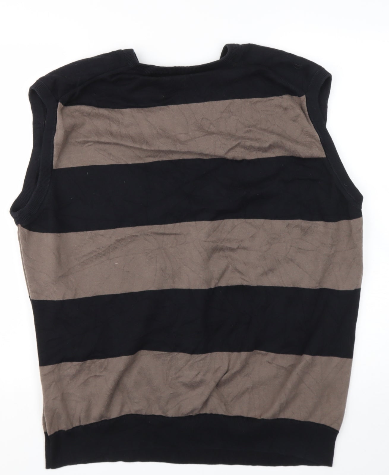 NEXT Mens Brown V-Neck Striped Cotton Pullover Jumper Size XL
