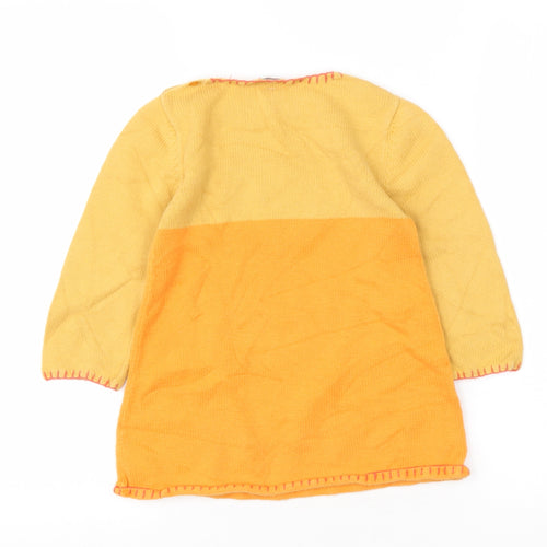 Preworn Girls Yellow Round Neck  Cotton Pullover Jumper Size 4 Years