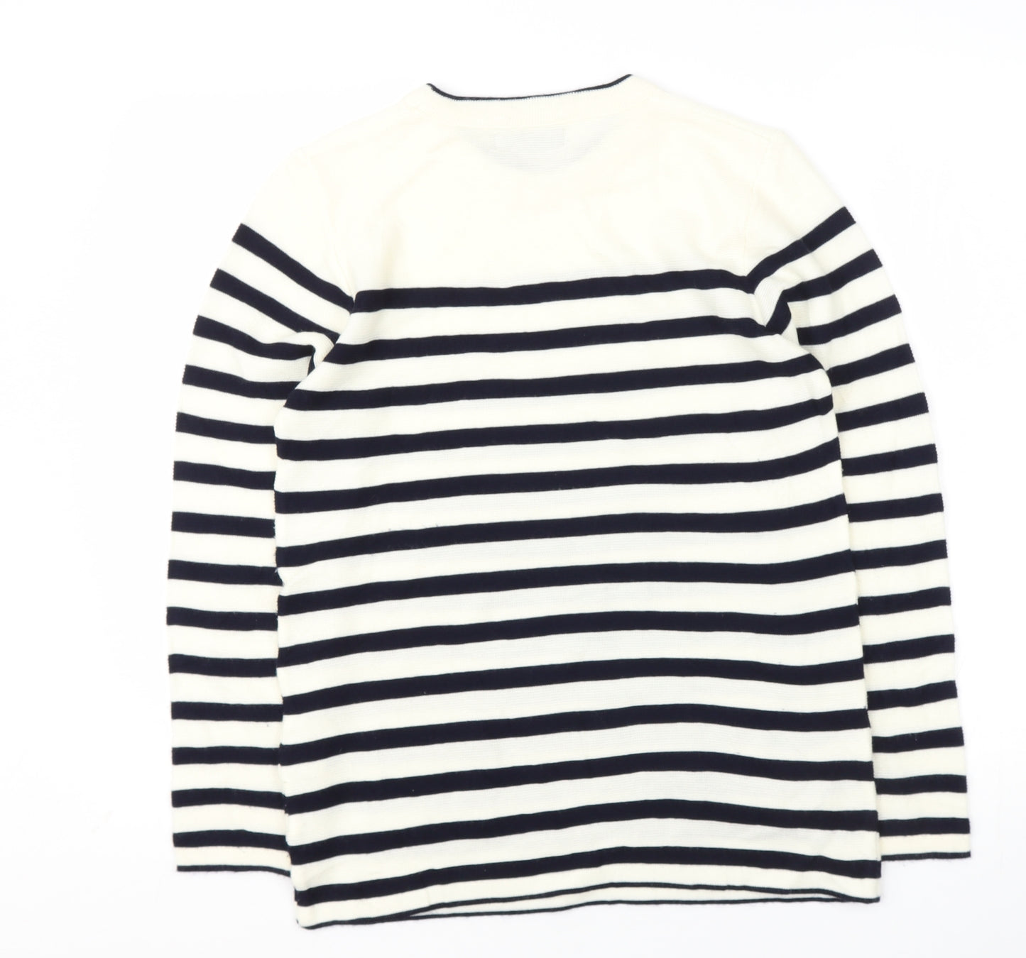 FABRIZIO GIANNI Womens Beige Round Neck Striped Acrylic Pullover Jumper Size S
