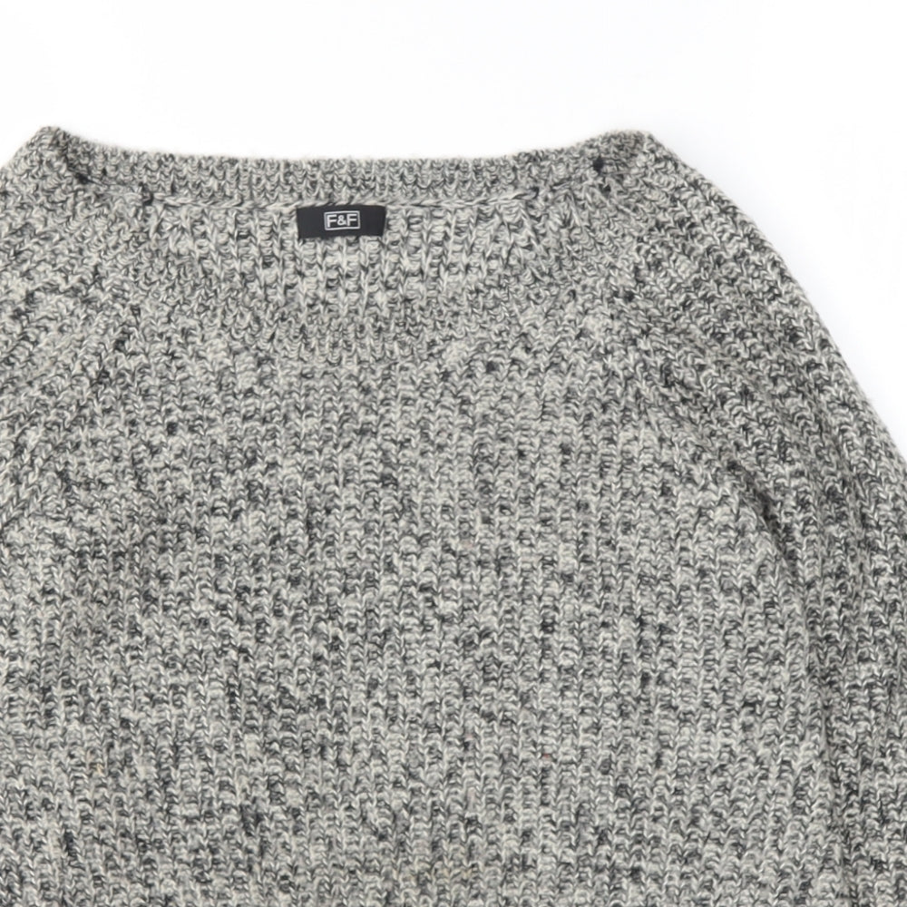 F&F Womens Grey Round Neck  Acrylic Pullover Jumper Size 12