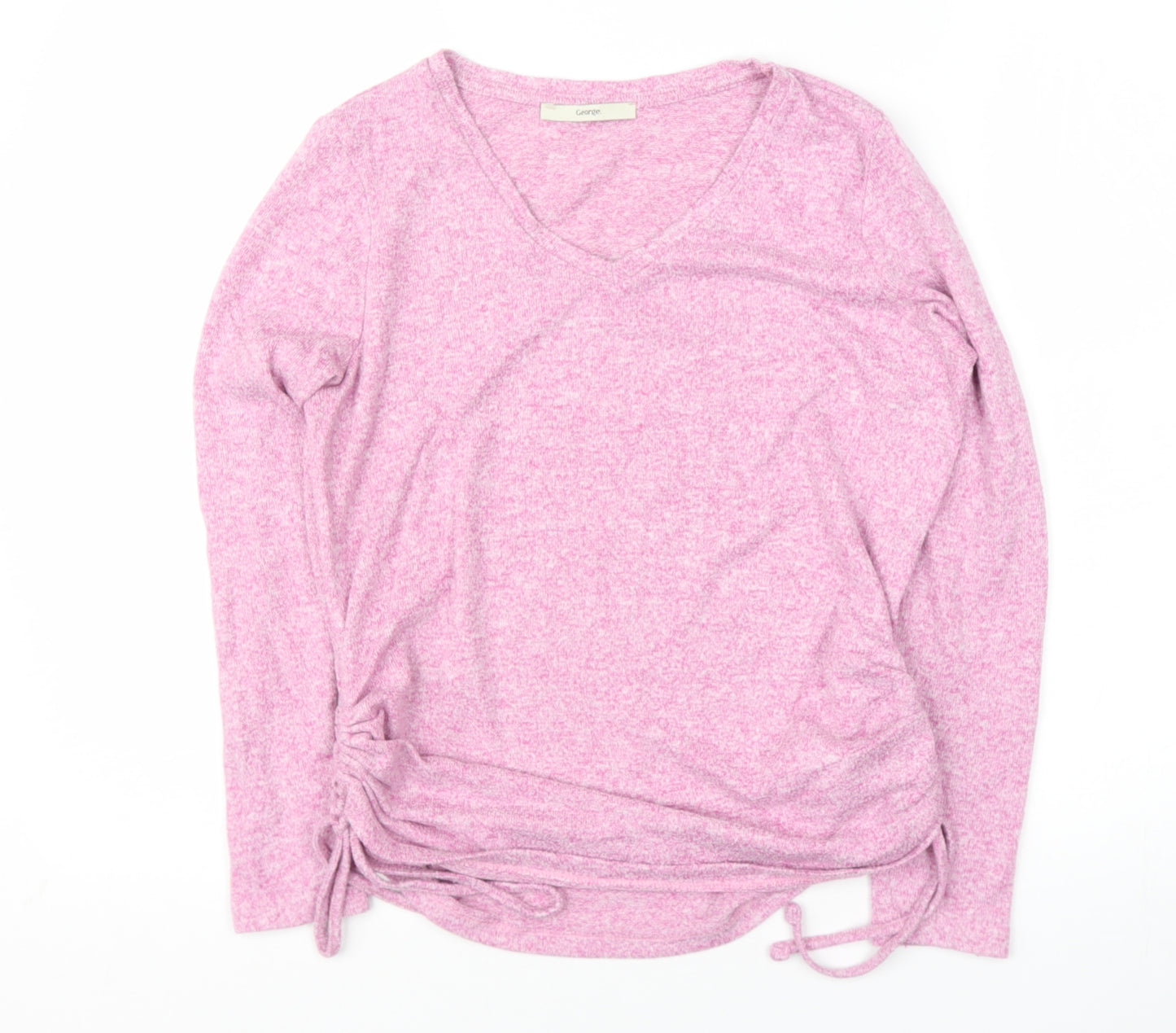 George Womens Pink V-Neck  Polyester Pullover Jumper Size 10
