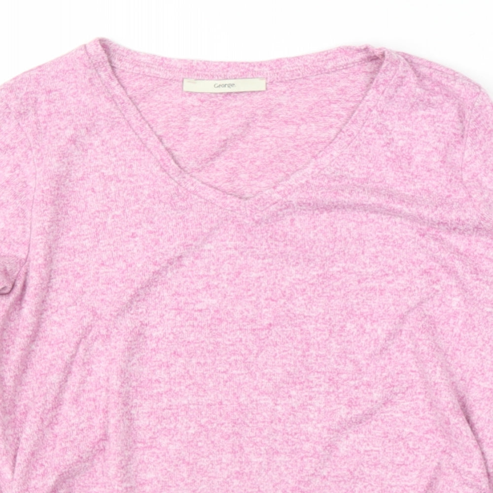 George Womens Pink V-Neck  Polyester Pullover Jumper Size 10
