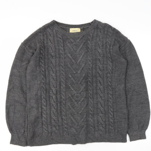 Papaya Womens Grey Round Neck  Acrylic Pullover Jumper Size M   - lace up detail