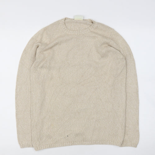 JOIE DE VIURE Womens Beige Round Neck  Cotton Blend Pullover Jumper Size 10