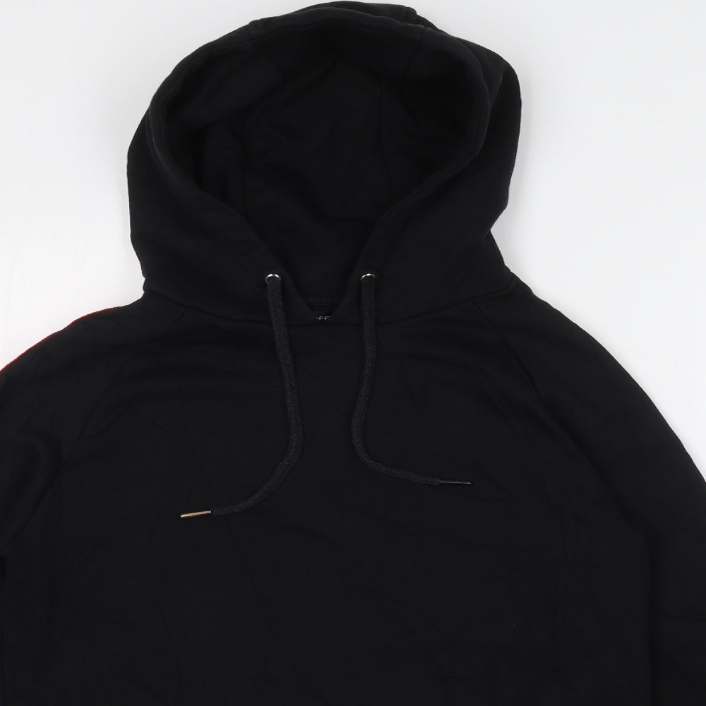 Maniere De Voir Mens Black  Cotton Pullover Hoodie Size S