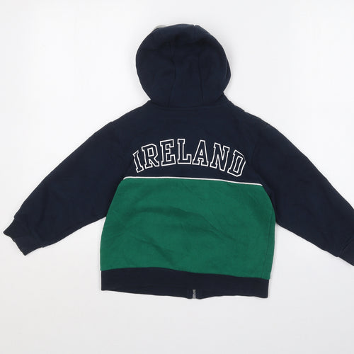 Dunnes Stores Boys Blue  Cotton Full Zip Hoodie Size 6-7 Years  Zip - Ireland rugby