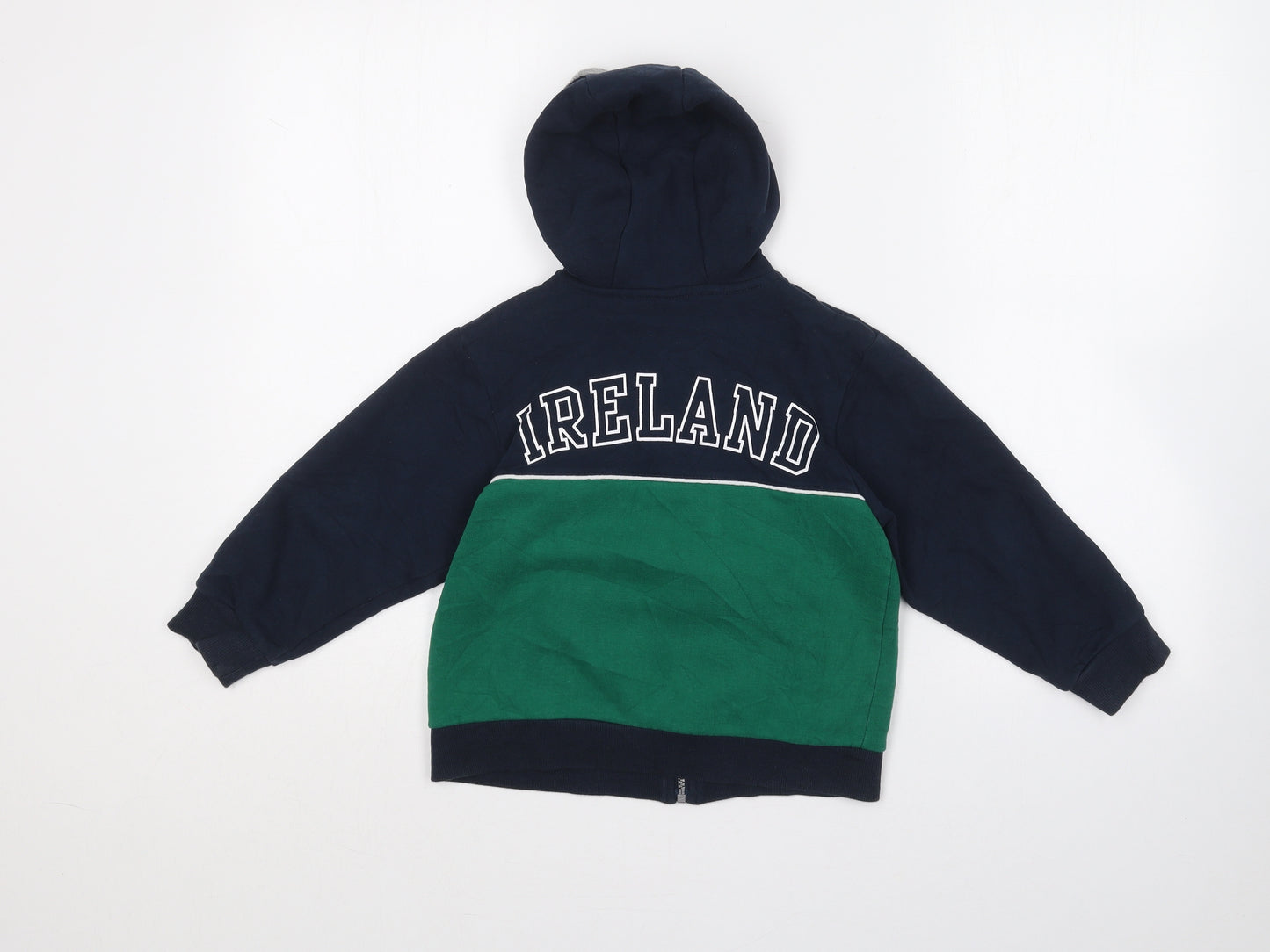 Dunnes Stores Boys Blue  Cotton Full Zip Hoodie Size 6-7 Years  Zip - Ireland rugby