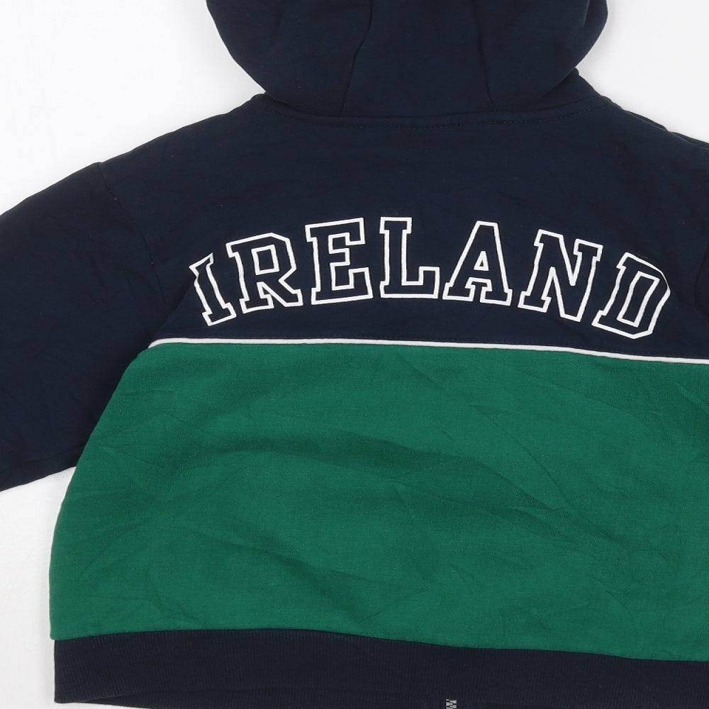 Dunnes Stores Boys Blue  Cotton Full Zip Hoodie Size 6-7 Years  Zip - Ireland rugby