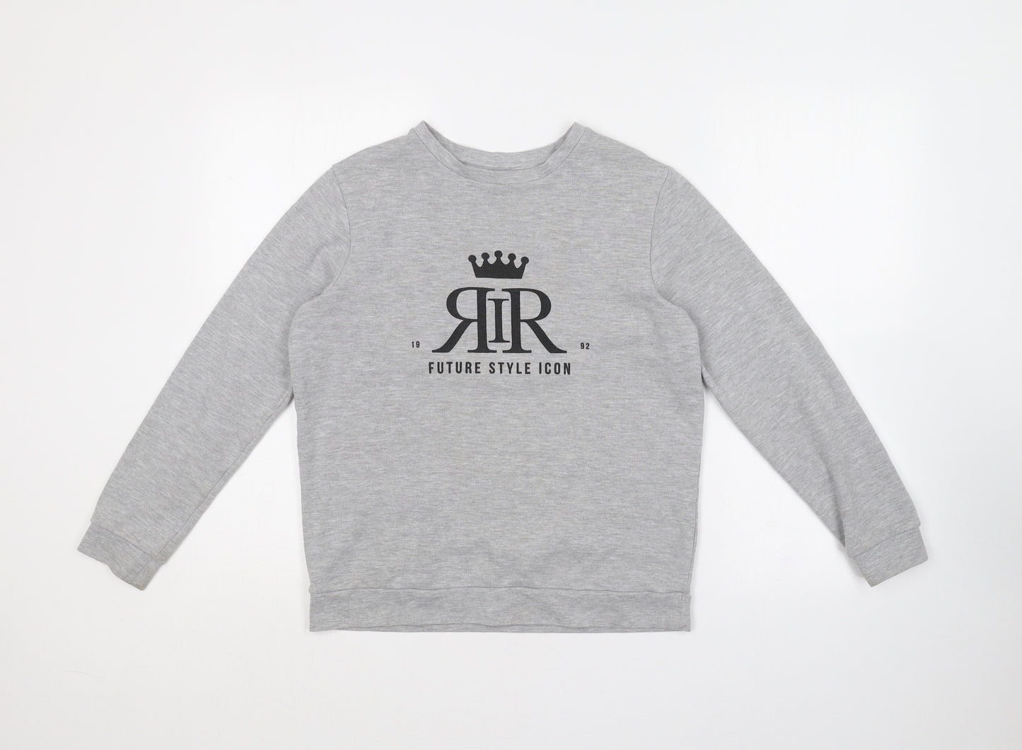 River Island Girls Grey  Cotton Pullover Sweatshirt Size 11-12 Years