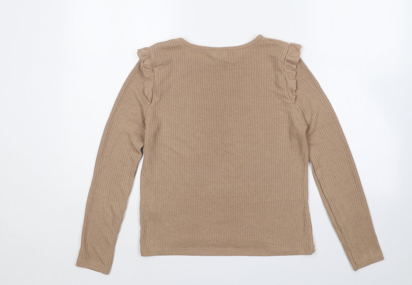 New Look Womens Beige  Viscose Jersey T-Shirt Size 12 Round Neck
