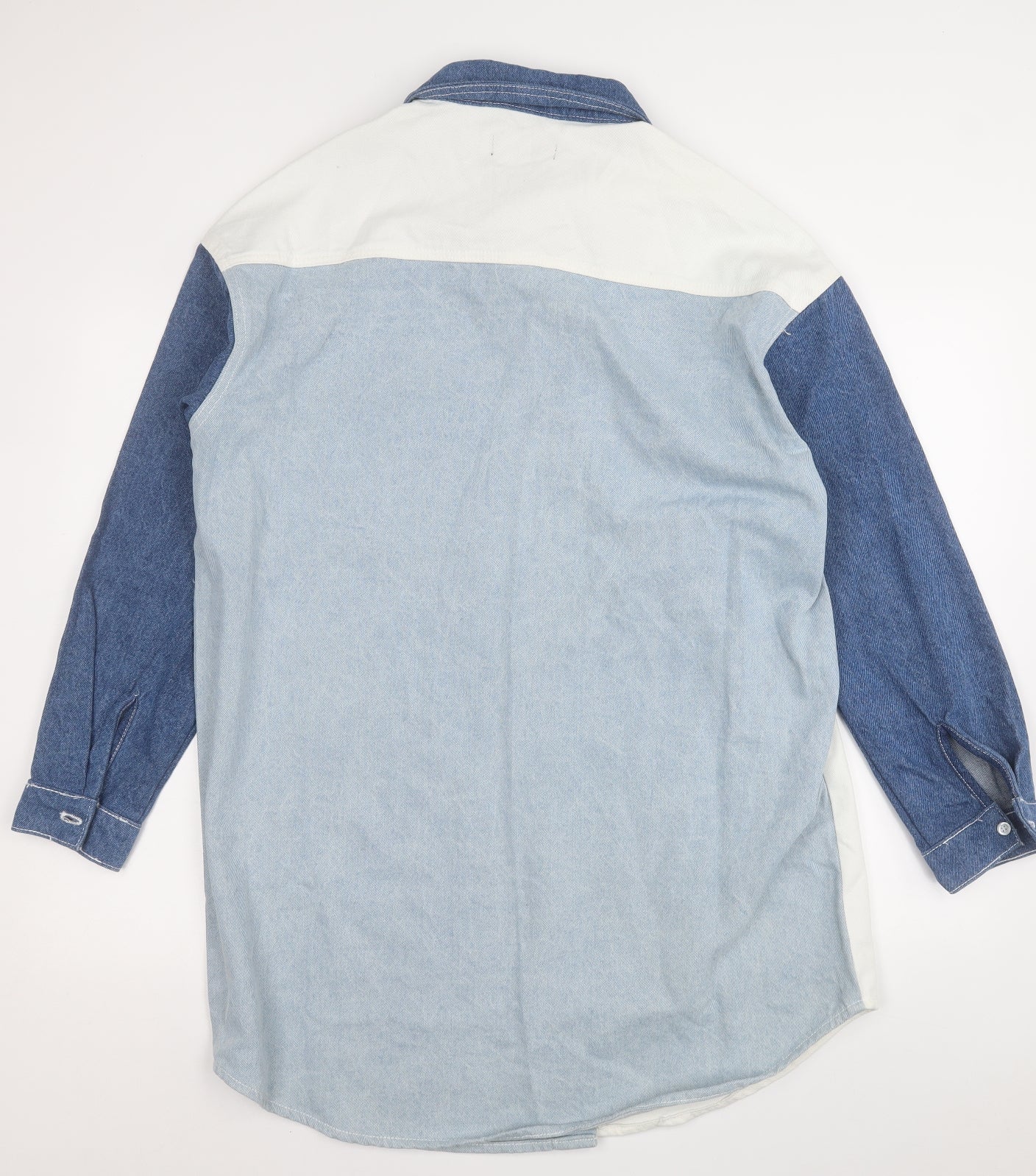 Missguided Womens Multicoloured Colourblock Cotton Shirt Dress  Size 12  Collared Button