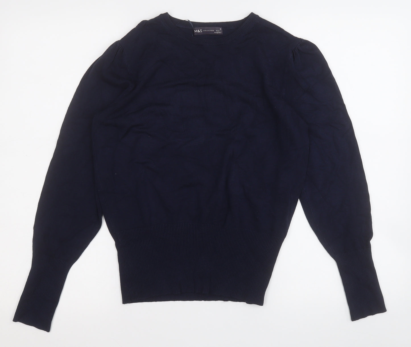 Marks and Spencer Womens Blue Round Neck  Viscose Pullover Jumper Size 12