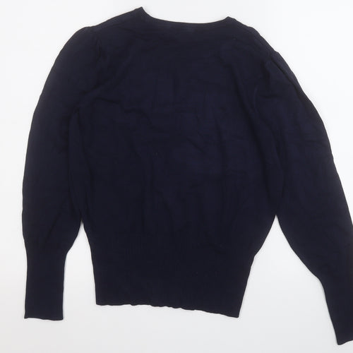 Marks and Spencer Womens Blue Round Neck  Viscose Pullover Jumper Size 12
