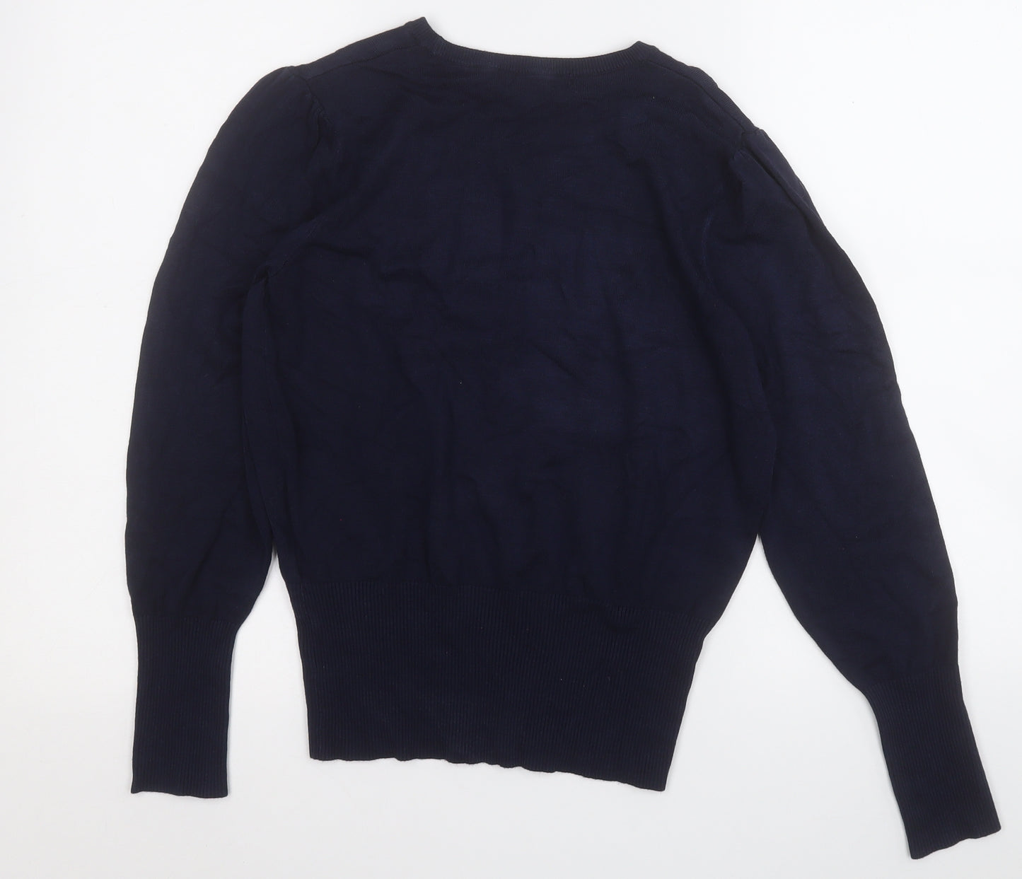 Marks and Spencer Womens Blue Round Neck  Viscose Pullover Jumper Size 12