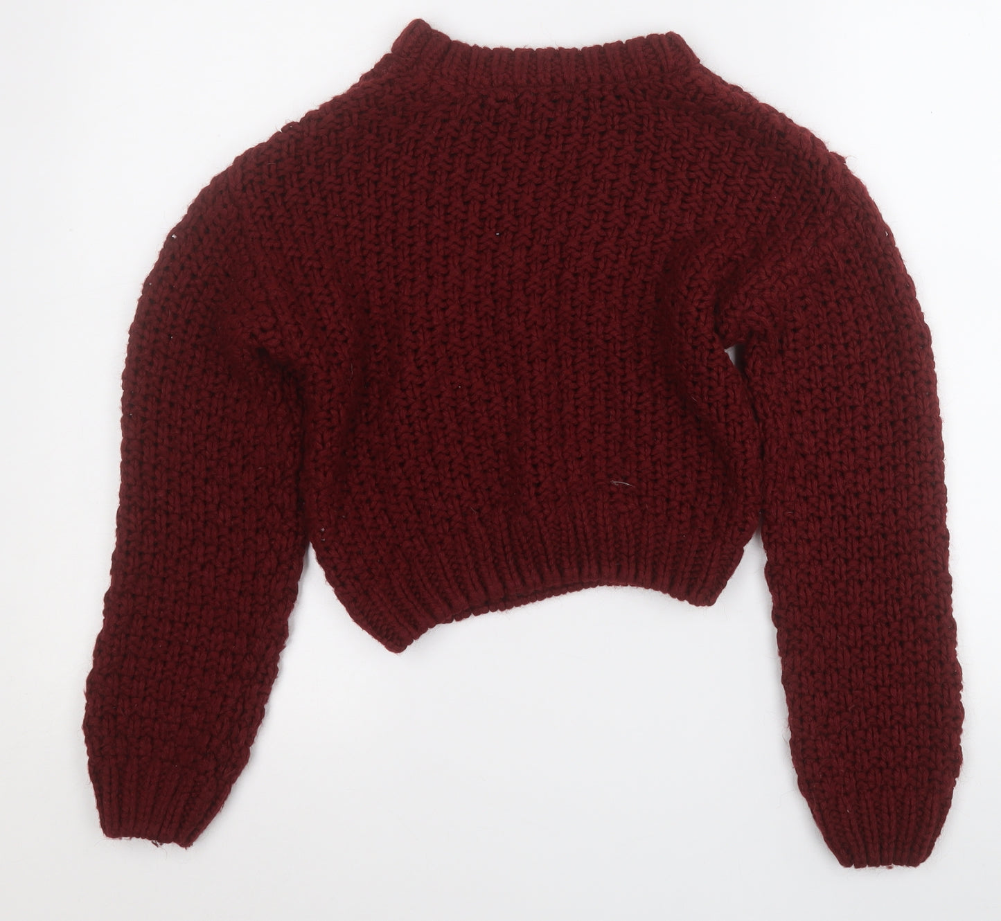 New Look Girls Red Round Neck Geometric Acrylic Pullover Jumper Size 10-11 Years