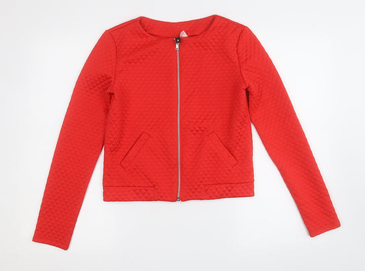 Divided Womens Red Geometric  Jacket  Size S  Zip