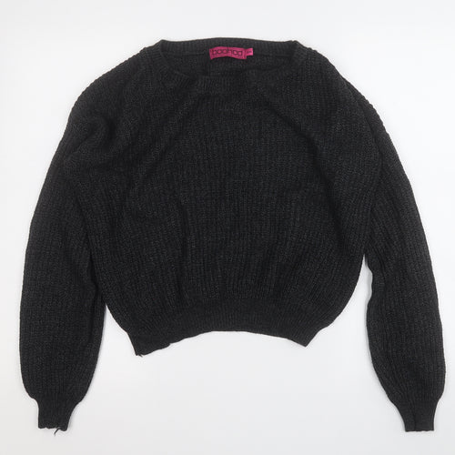 Boohoo Womens Grey Round Neck  Acrylic Pullover Jumper Size S