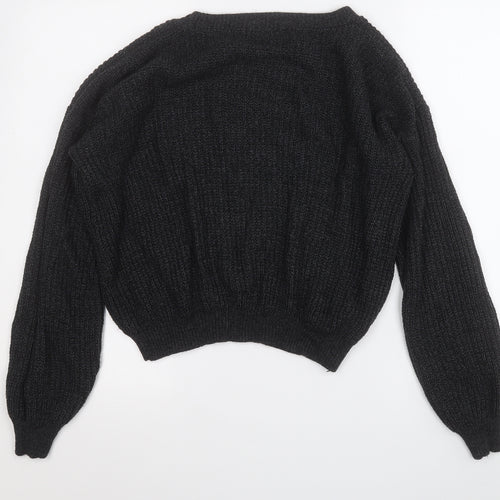 Boohoo Womens Grey Round Neck  Acrylic Pullover Jumper Size S