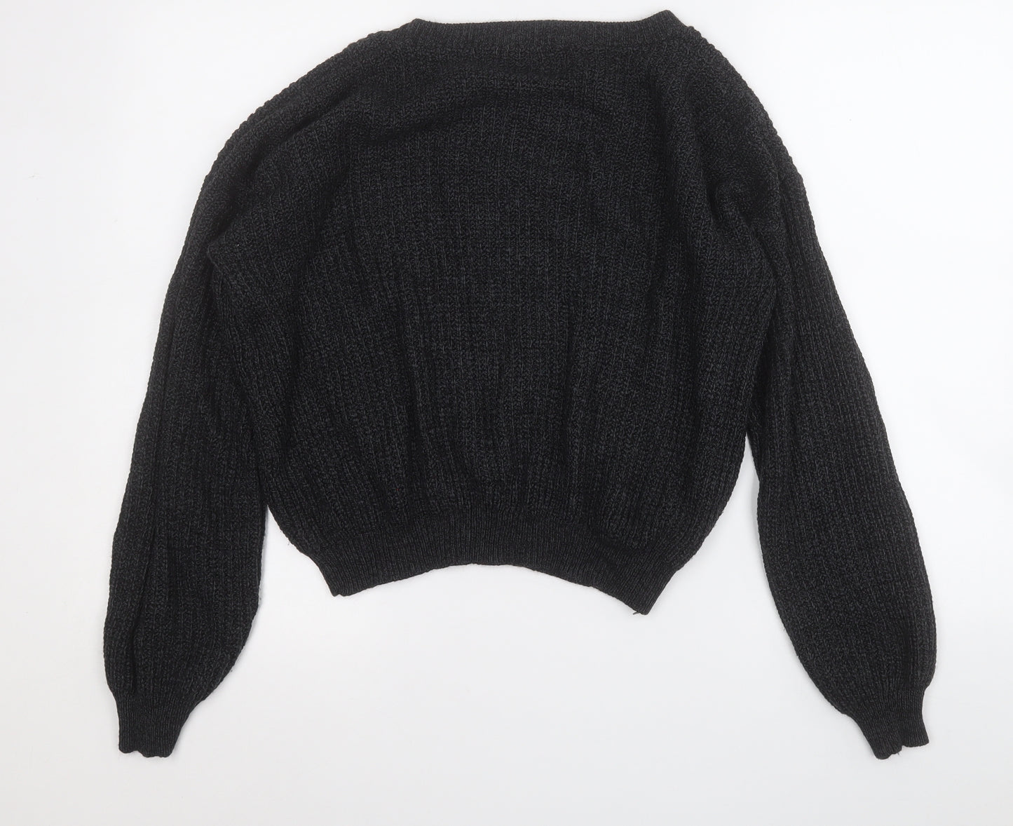 Boohoo Womens Grey Round Neck  Acrylic Pullover Jumper Size S