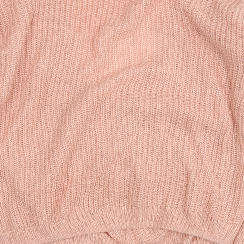 Divided Womens Pink V-Neck  Acrylic Pullover Jumper Size L